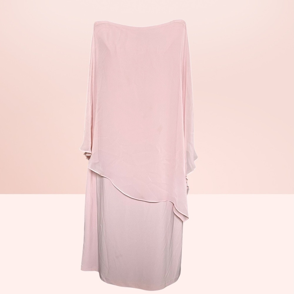 MSK Pink Chiffon Overlay Rhinestone Embellished Cocktail Dress Size S Blush